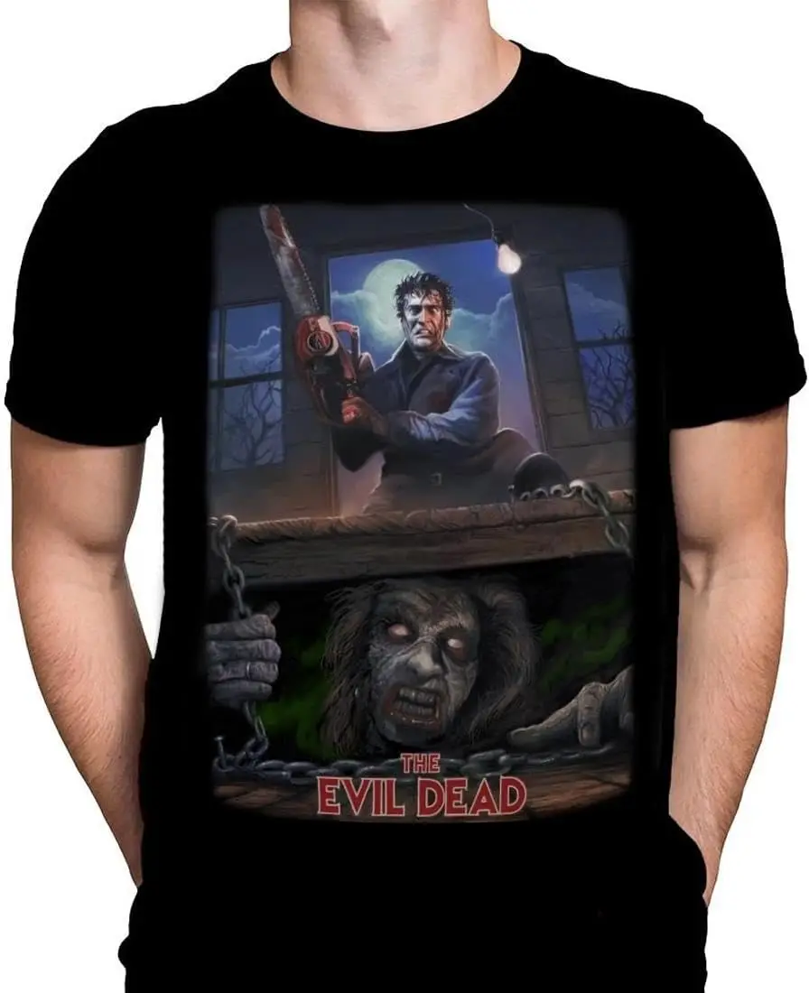 Evil Dead Cellar Mens T-Shirt Gothic Horror Print, Black Cotton T-Shirt, Movie Poster Tee Men's Spooky Halloween Graphic Print T‑Shirt, Crew Neck Short Sleeve Casual Cotton Tee For Holiday Party Daily Street Wear.