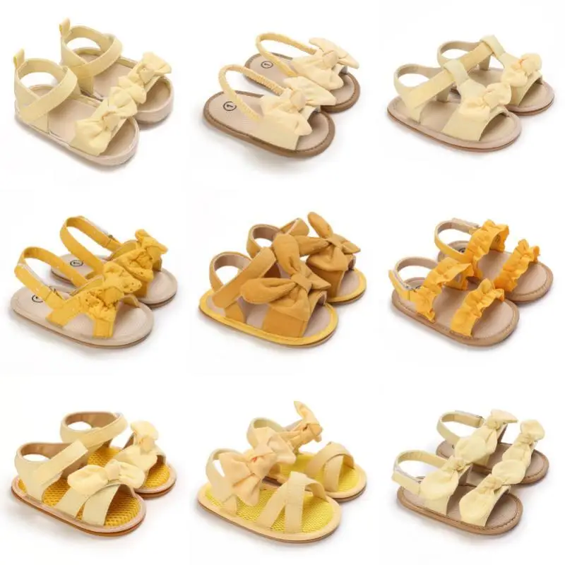 

Сандалии для первых прогулок для девочек 0-12 месяцев, с бантом, милые, повседневные, удобные, летние, модные