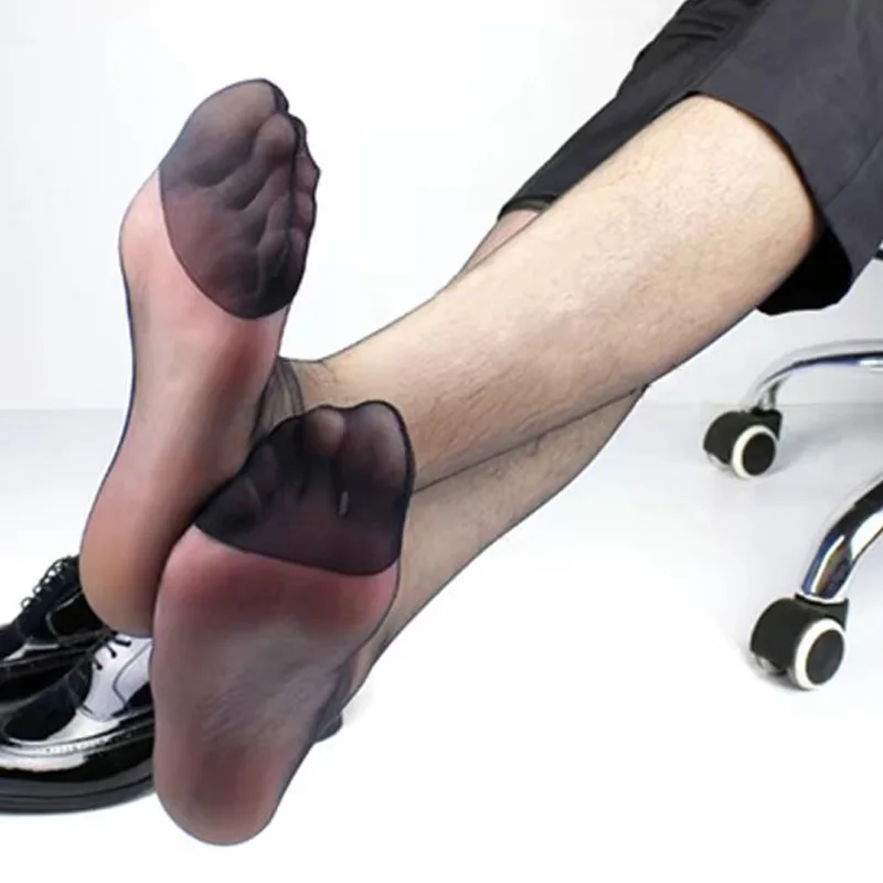 Men's Ultra Sheer Black Dress Socks Long Hose Formal Style Visual Male Suit Socks TNT