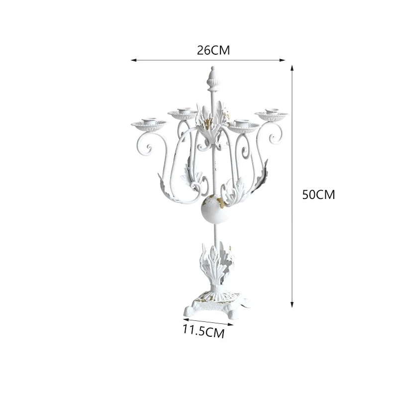 American French country retro old gold wrought iron four-headed candlestick dining table Christmas photography props B & B