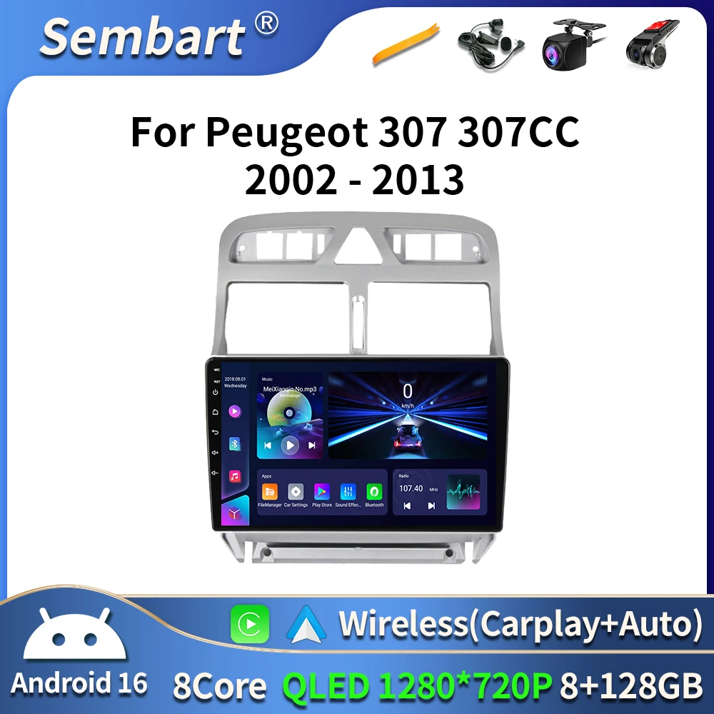 

Carplay 2din Android 16 Car Radio Multimedia Gps Navigation For Peugeot 307 307CC 307SW 2002-2013 Stereo 2 DIN Head Unit BT DVD
