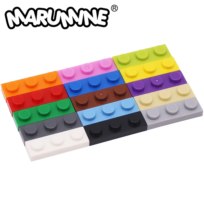 MARUMINE 150 Chiếc 1X3 Chấm Bi Khối Xây Dựng Đĩa Cổ Điển Mộc Viên Gạch Đế Phụ Kiện Phần Trẻ Em Giáo Dục Tự Làm Đồ Chơi