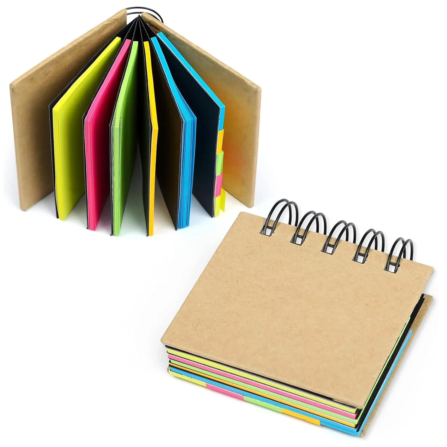 Colorful Index Sticky Notes Spiral Notebook Hardcover Multi-layer Memo Pad for Planner Organization