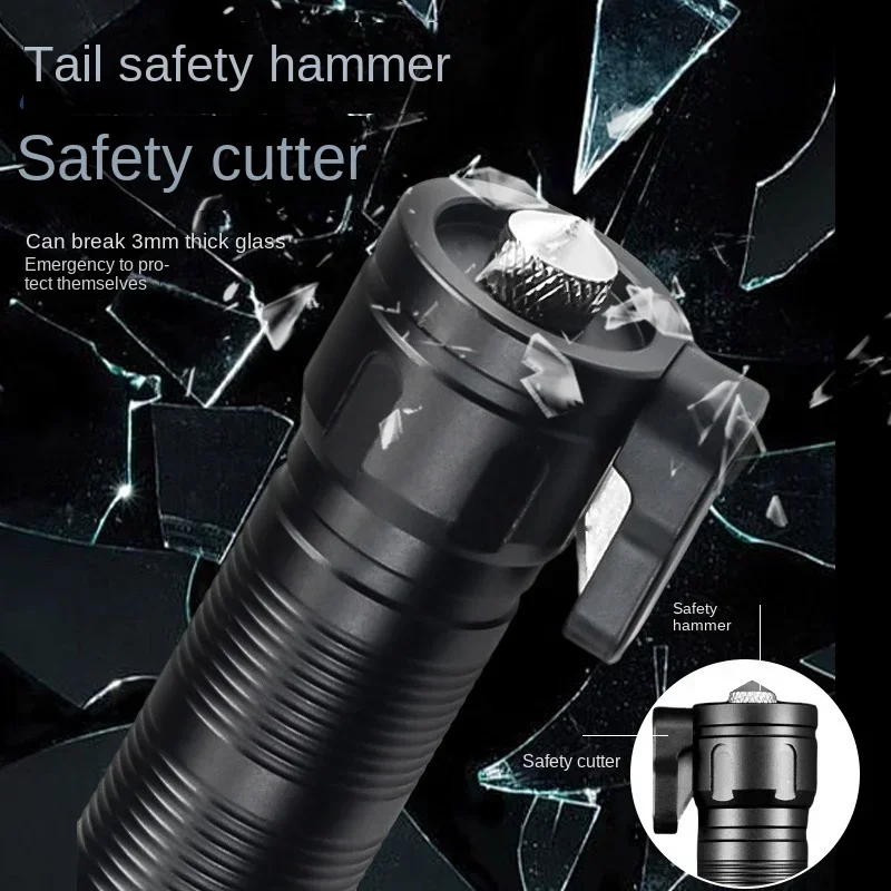 Multi-Functional Outdoor Strong Light LED Long-range Telescopic Zoom Flashlight, Aluminum alloy USB Rechargeable Flashlight