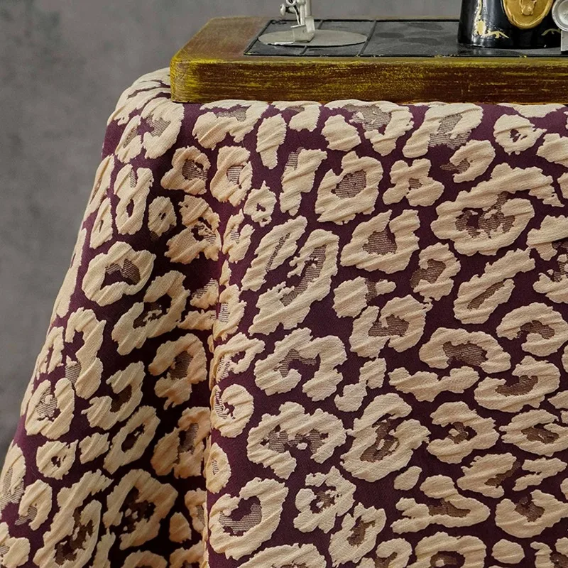 Leopard Print Yarn Dyed Elastic Jacquard Fabric for Dress Vest Coat Clothing Design Cloth Diy By The Meter Sewing Material