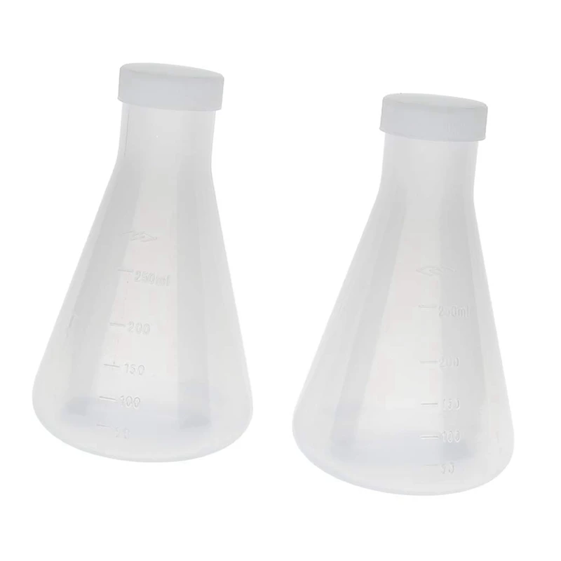 Flcopropriété Erlenmeyer conique en plastique gradué de laboratoire, Ghable, mur optique lisse, 20 HI de 250Ml