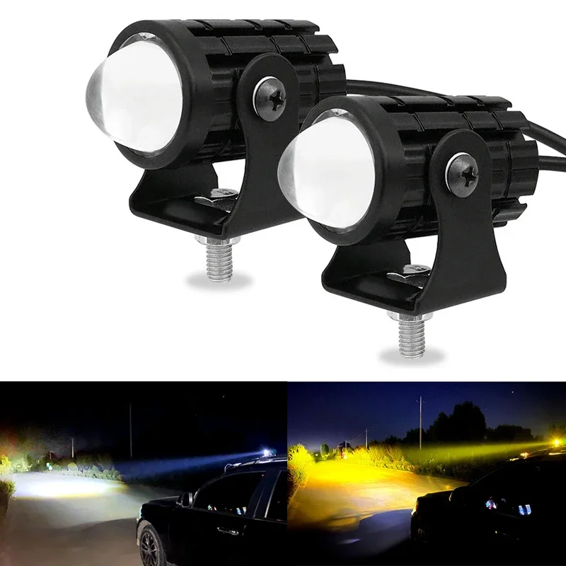 Motorcycle Mini Driving Light Dual Colo for Headlight Auxiliary Spotlight Lamp Scooter Moto Fog Light Accessories 12V