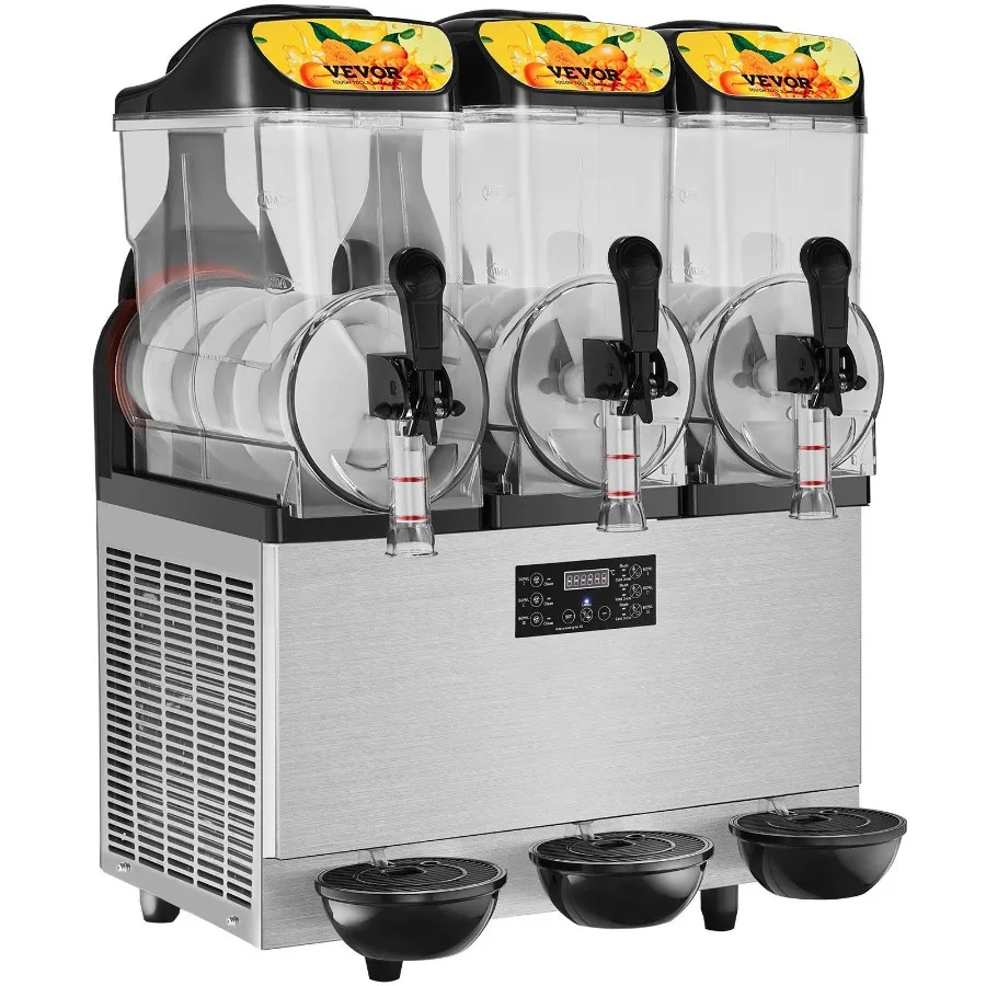 

Commercial Slushy Machine 36L 9.6Gal Stainless Steel Margarita Smoothie Frozen Drink Maker 150 Cup Triple Bowl Slushie Maker 8