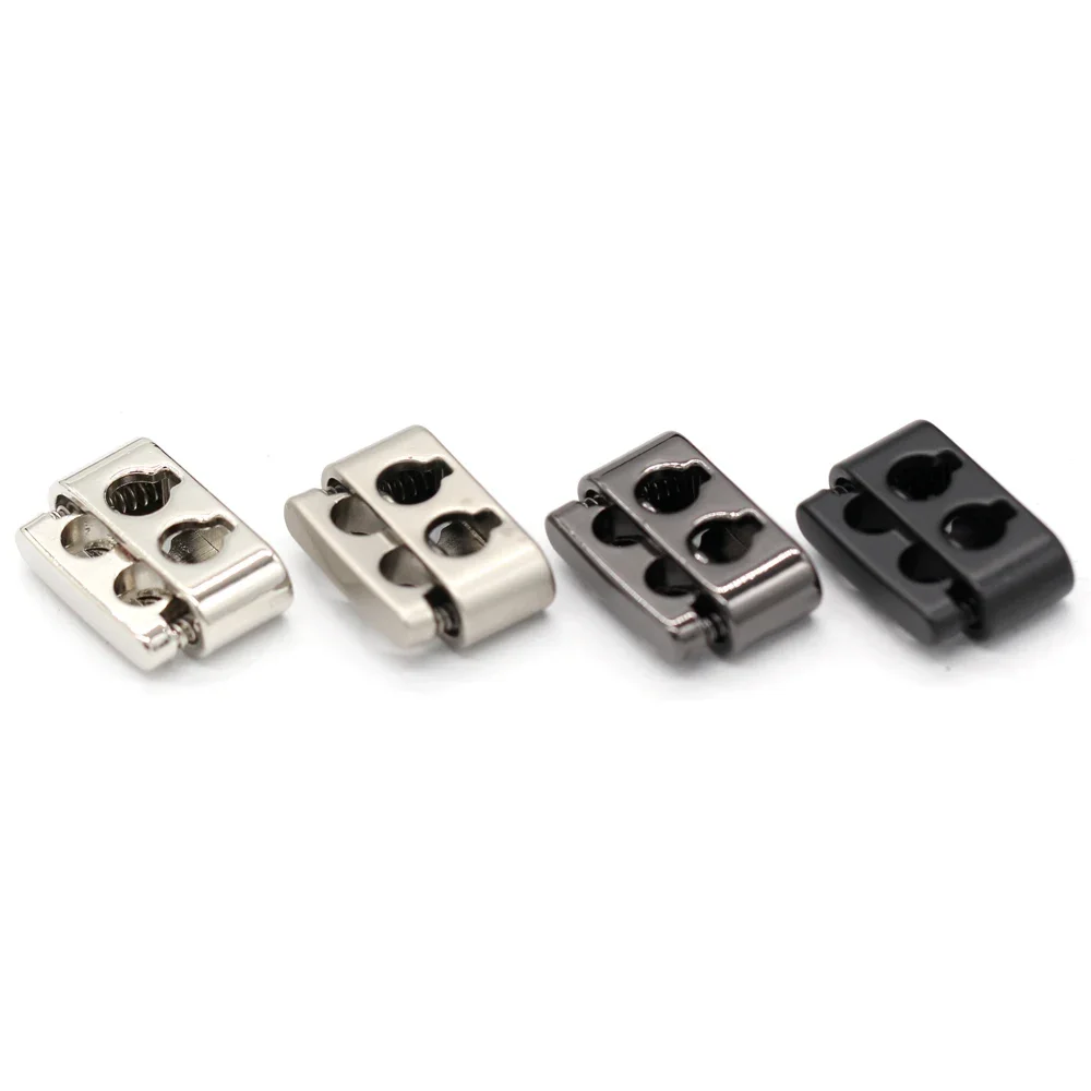 HENGC 5Pcs Rectangula Shock Cord Rope Stopper Alloy Spring Buckles For Clothes 2 Hole Replacement Hoodie DIY Supplies Bag Crafts