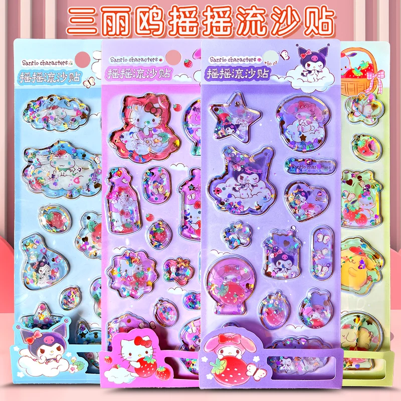 1/4pcs Kawaii Kuromi Kt Melody 3d Shake Sticker Diy Mobile Case Decorative Sticker Student Stationery Handbook Stickers Handbook