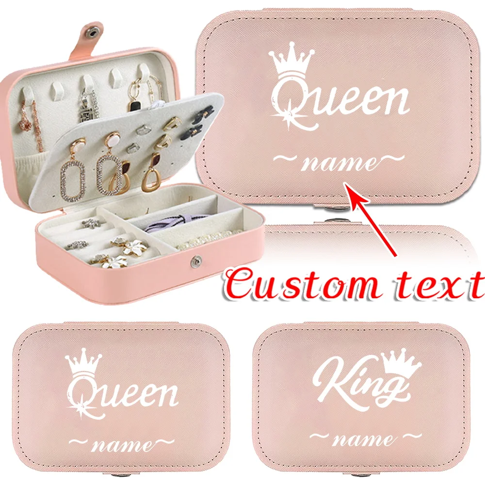 

Customized Leather Portable Pink Jewelry Box Large Capacity Travel Necklace Earrings Double-layer Storage Jewelry Box