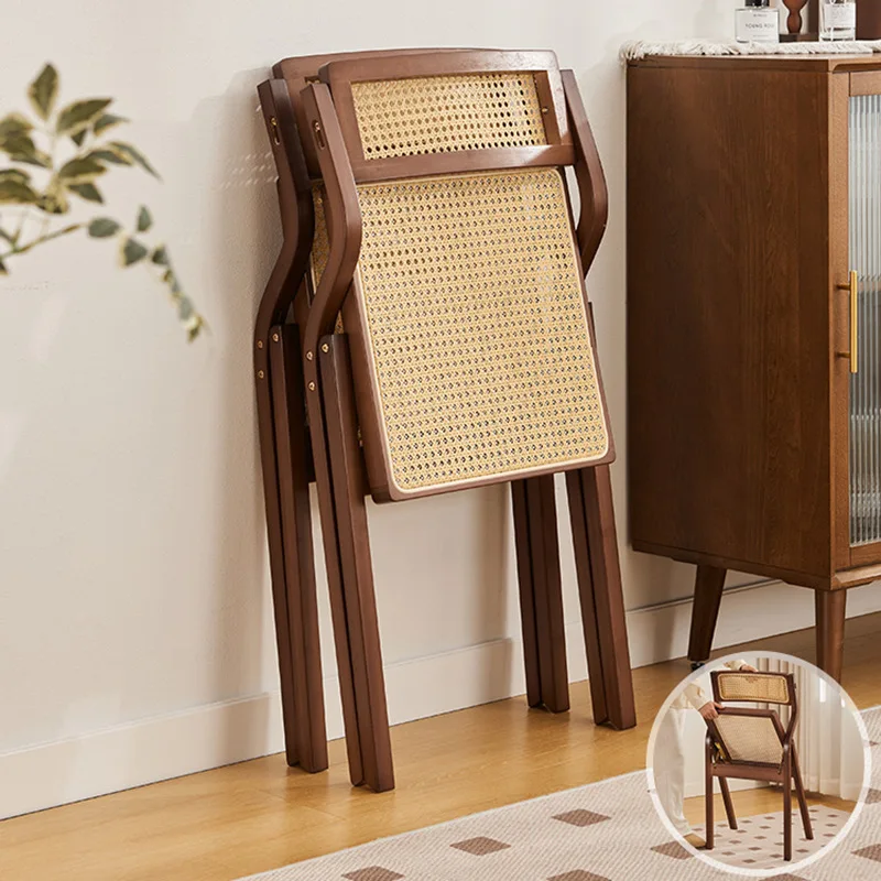 Bamboo rattan folding chair home leisure back chair dining chair simple dining  comfortable