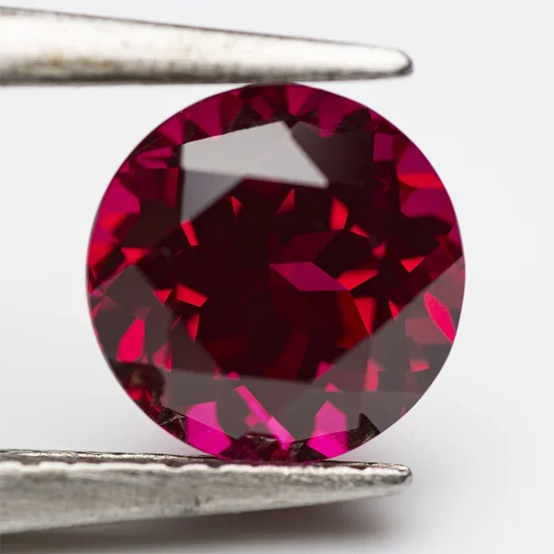 Lab Grown Ruby Round Shape Red Color Charm Beads For Diy Jewel Making Pendant Ring Materials Selectable AGL Certificate