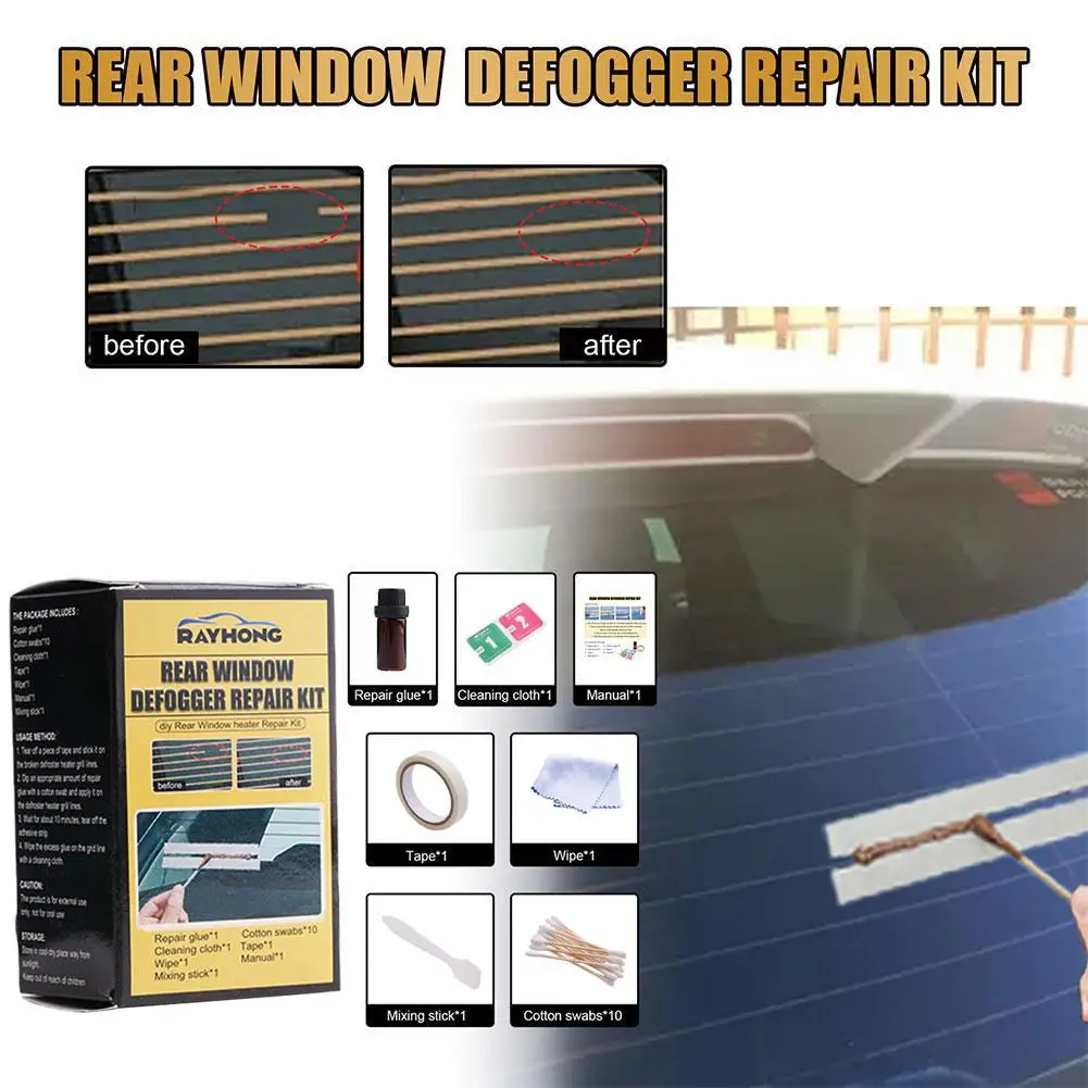 Auto Achterruit Ontlogger Reparatie Kit Diy Snelle Reparatie Accessoires Auto Care Kit Krassen Raster Ontdooier Kachel Gebroken L7b3