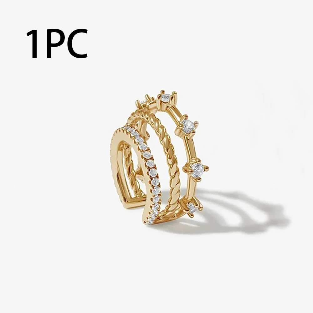 Classic Earrings For Women Stainless Steel Zirconia Gold-plated Ear Cuff Stud Hoop Earrings Cartilage Piercing Jewelry aretes