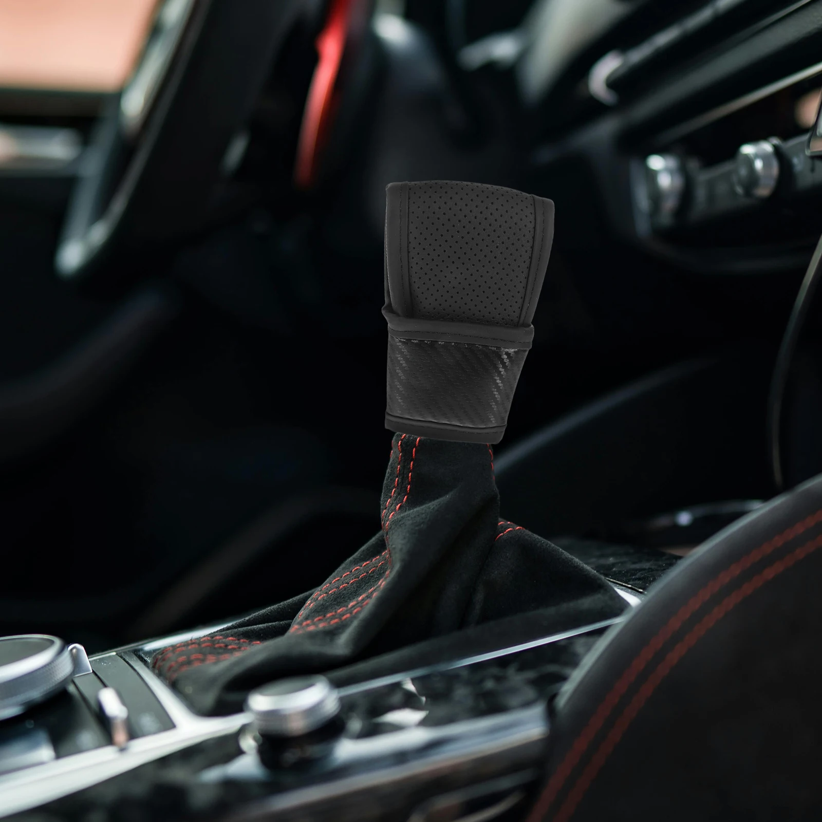 

Car PU Universal Fit Perforated Anti Gear Accessories slip Gear Shift Boot Car Shift Knob Cover Accessories