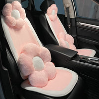 Pink Plush Flower Cute Car Waist Pillow Creative Car Headrest Neck Protection Pillow Front Rear Seat Backrest Cushion Suit Girl