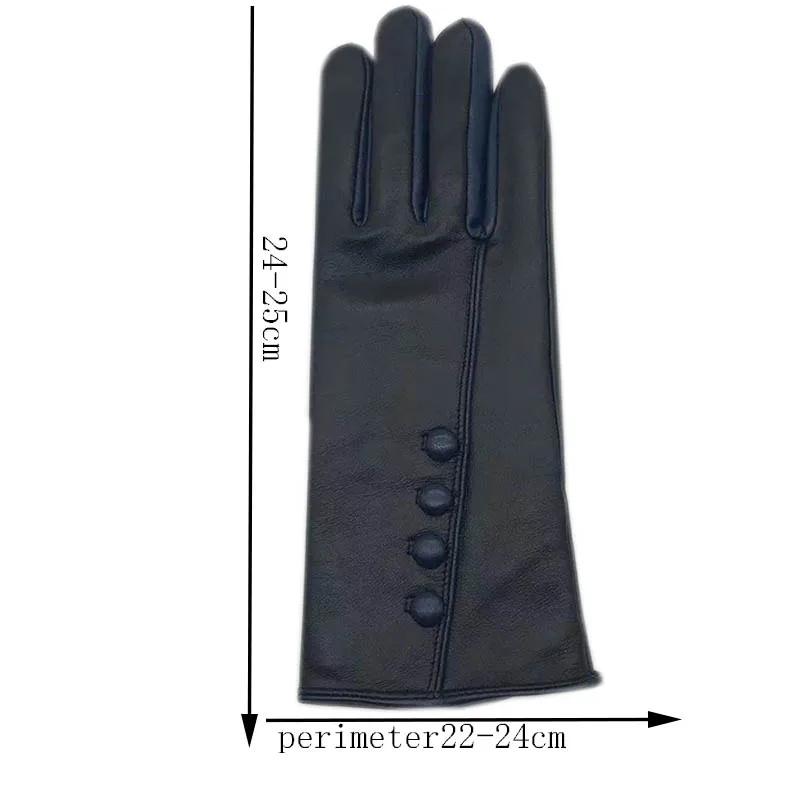 Gloves Winter Ladies Wrist Fashion Sheepskin Gloves Women\'s New Purple Genuine Leather Warm Wool Lined Leather Gloves Comfortabl