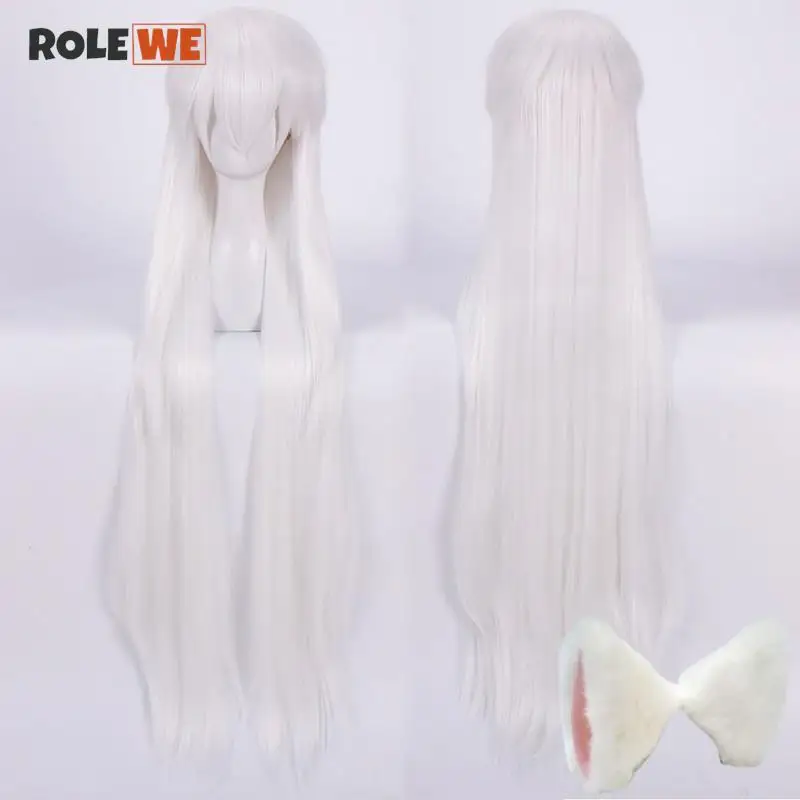 Inuyasha Sesshoumaru Cosplay Wigs 100cm Long White Styled Heat Resistant Synthetic Hair Wig + Wig Cap