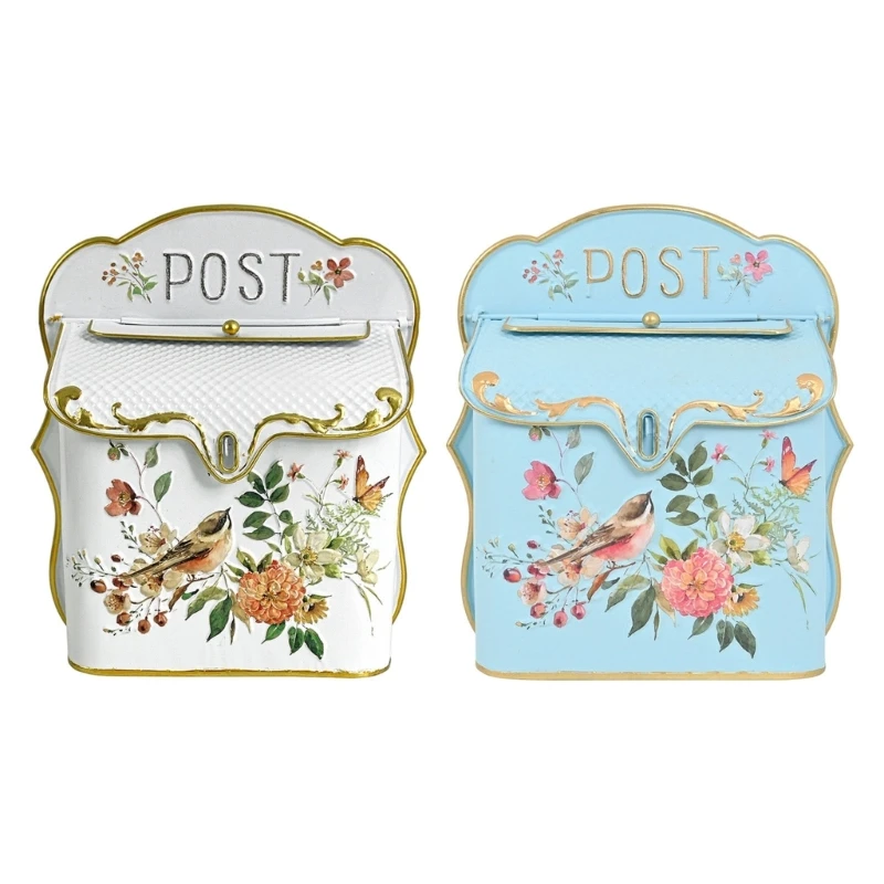 Wall Mounted Mailbox for Entryway Placement, Decorative Iron Letter Box with Exterior Finish and Lift-Up Mail Flap D2RD