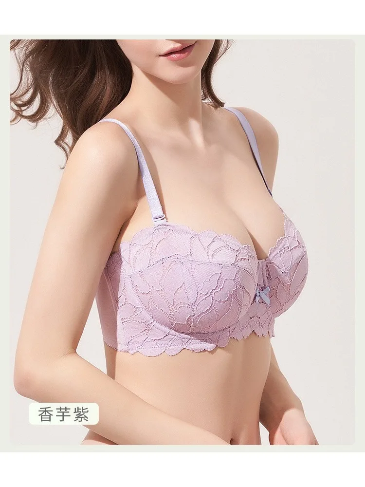 كامل التمثال الفرنسي الدانتيل Bralette دعم لاسلكي للنساء حجم كبير التغطية الكاملة تي شيرت الصدرية مكافحة ترهل الراحة MOYISU مثير