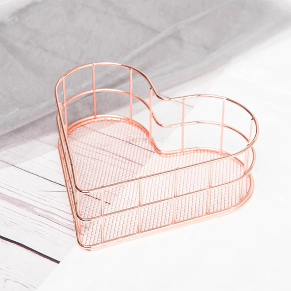 

1pc Rose Gold Desk Book Holder Magazine Storage Basket Metal File Organizer Textbook Stand Handle Desktop for Office