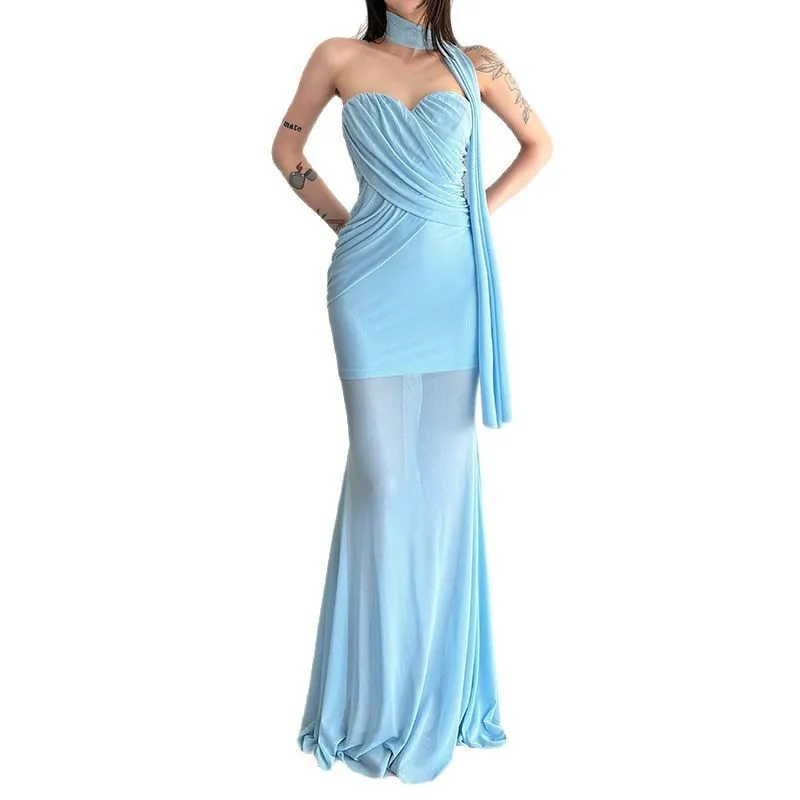 فستان نسائي جديد لصيف 2025 من Dr Ele Fi Tail Strapl بتصميم متجعد وثنيات تنورة عائمة عبر الحدود Sle #5