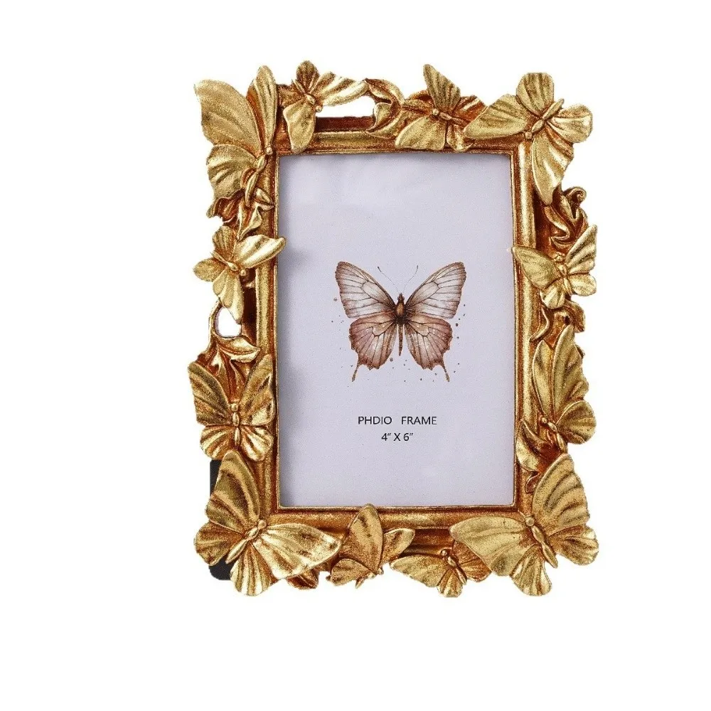 3D Butterfly Picture Frame Vintage Staggered Pattern Resin Photo Frame Rectangular Shape Photocard Display Stand