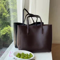 Retro Large Capacity Tote Bag 2023 New Women's Solid Color Magnetic Buckle Composite Bag Classic Versatile Commuter Shoulder Bag