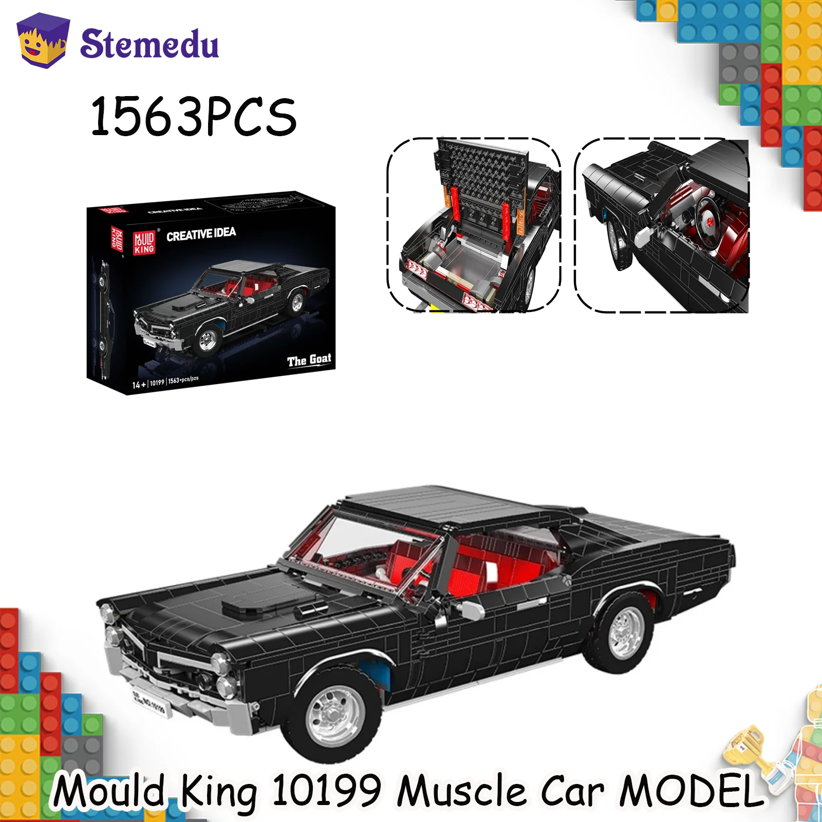 

Mould King 10199 Muscle Car Building Blocks Technical Sports Vehicle Model Bricks Assembly Toy Kids Ideal Birthday Gift 1563PCS