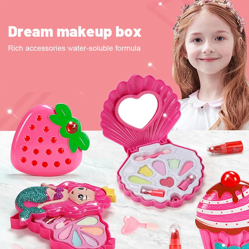 Jouets de maquillage de simulation de princesse pour filles, maison de jeu, cosmétiques pour enfants, rouge à lèvres, ensemble de fard à barrage, fête pour enfants, jeu de cosplay