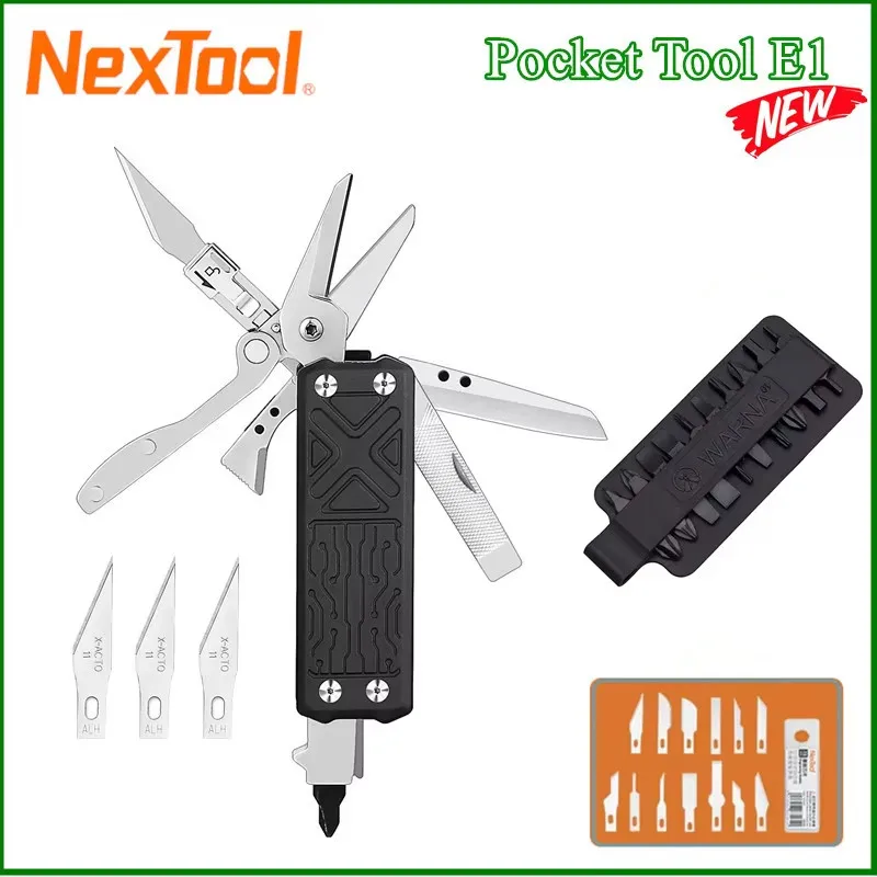 NexTool Pocket Multitool E1 10 in 1 EDC Multi Functional Tools Replaceable Carving Knife Folding Scissors Screwdriver Scraper