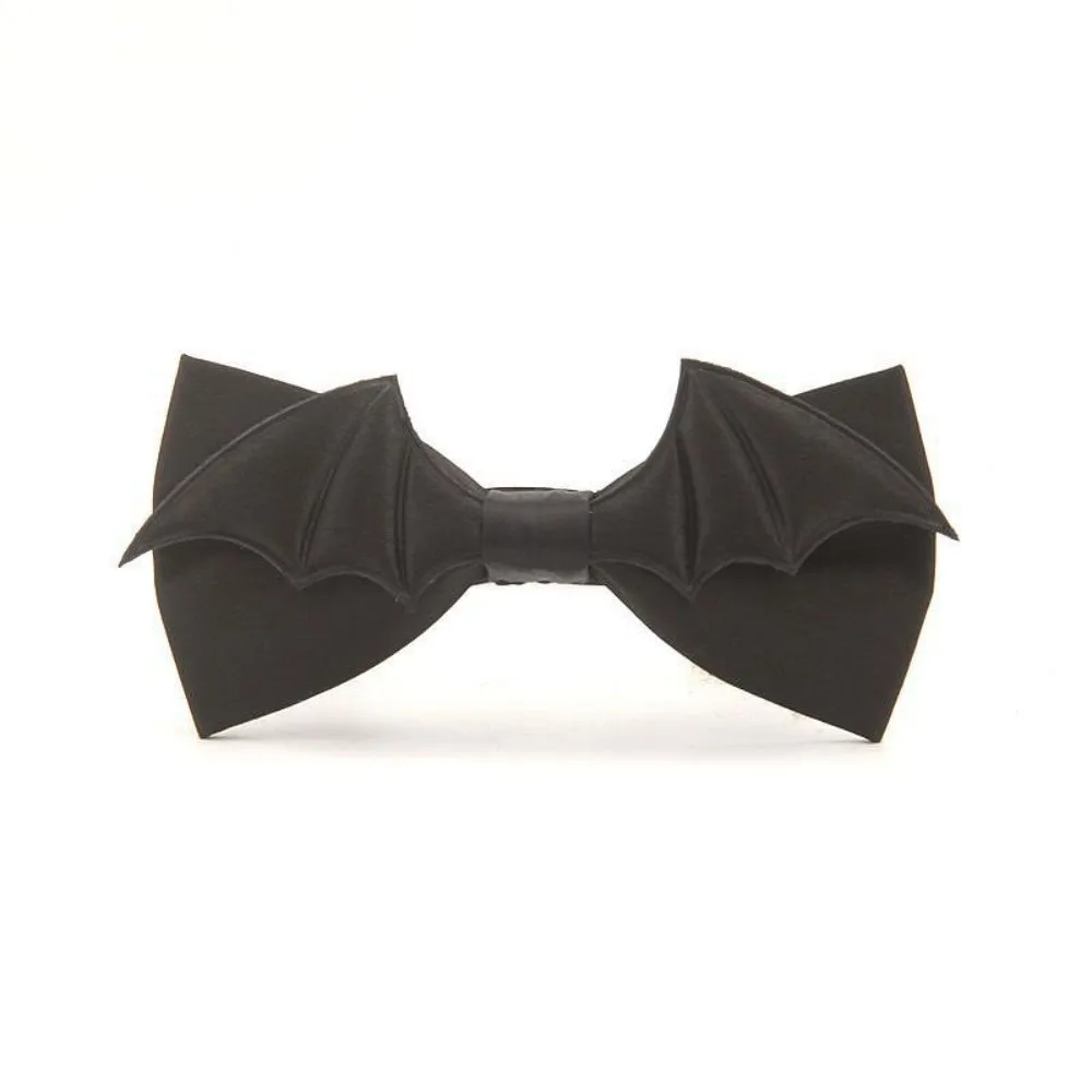 Simple PU Leather Halloween Cravat Black Adjustable Bat Bow Tie Soft Creative Men Necktie Suit Accessories
