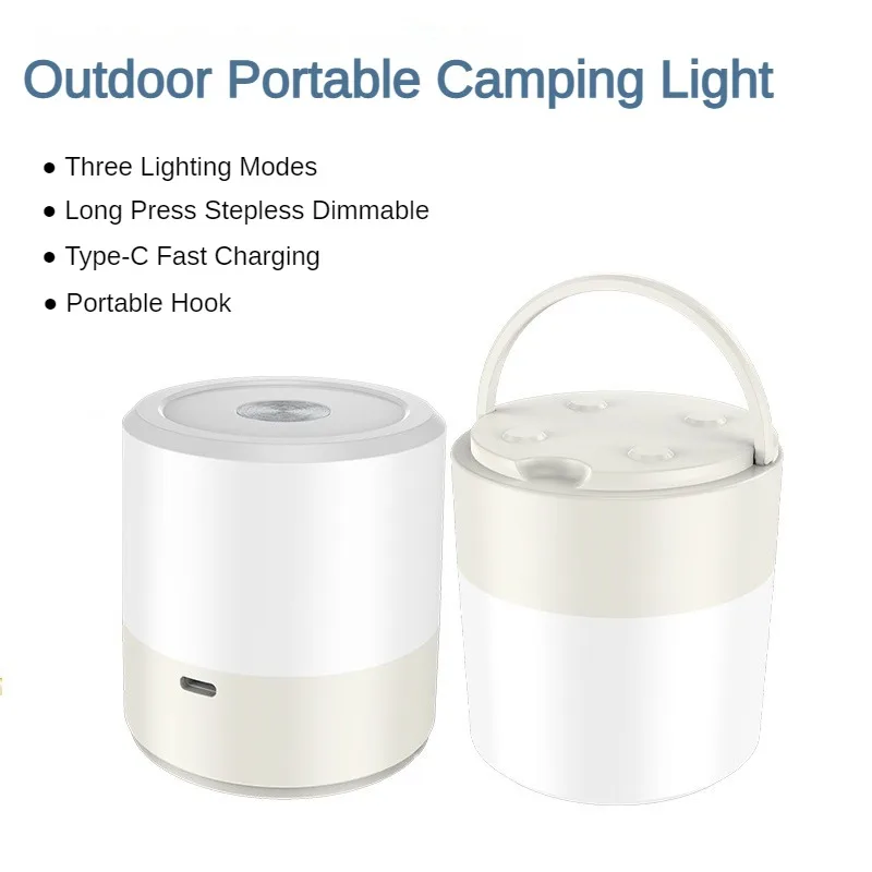 

Portable Outdoor Camping Lantern Three Colors Bedroom Ambient Night Light Rechargeable Outdoor Waterproof Hook Emergency Lamp