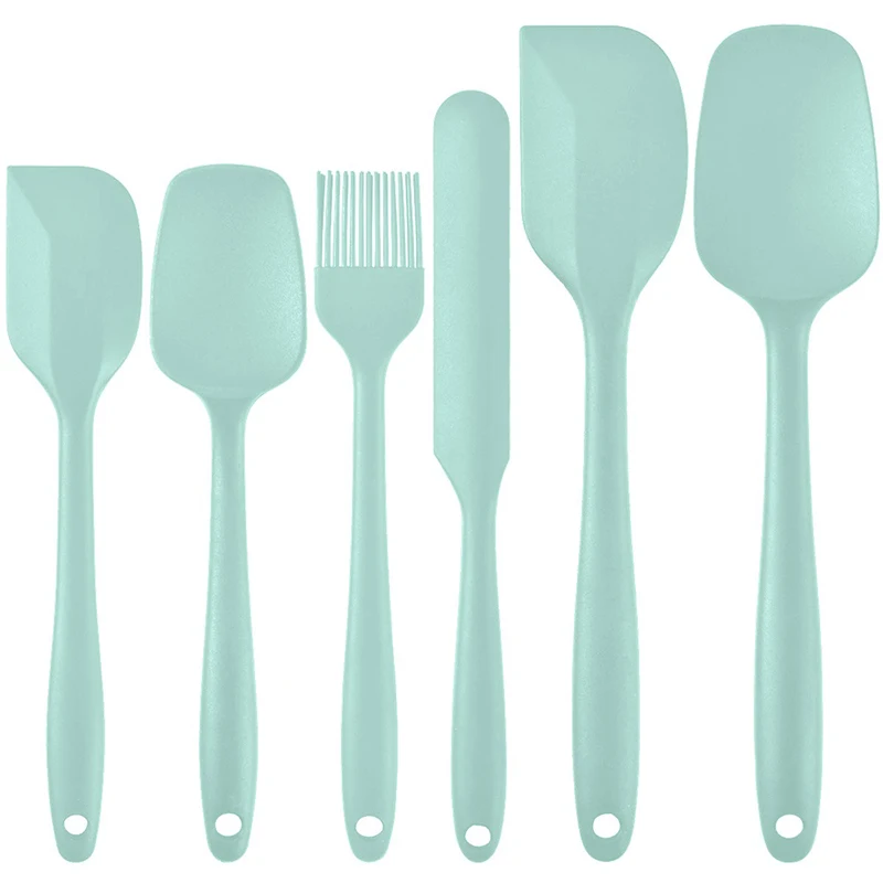 Conjunto de Espátulas de Silicone com 6 Peças para Cozinha e Confeitaria, Utensílios de Grau Alimentício, Resistentes ao Calor, Antiaderentes e Espalhadores de Creme HPMD008