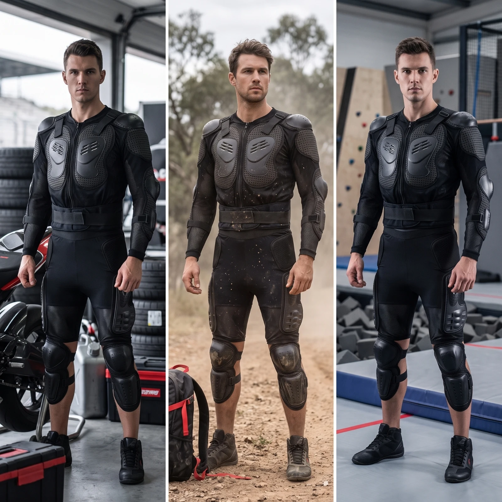 オートバイ保護スーツ-メッシュオートバイ保護スーツ-アスレチックカット-レーサー向け補強済み-レーシング用