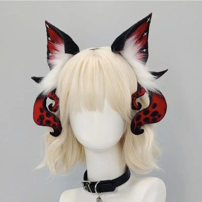 IMU Halloween Siren Demon Beast Ear Headpiece Handmade Cosplay Furry Eear Dark Octopus Sea Monster Tentacle Beast Ear Headband