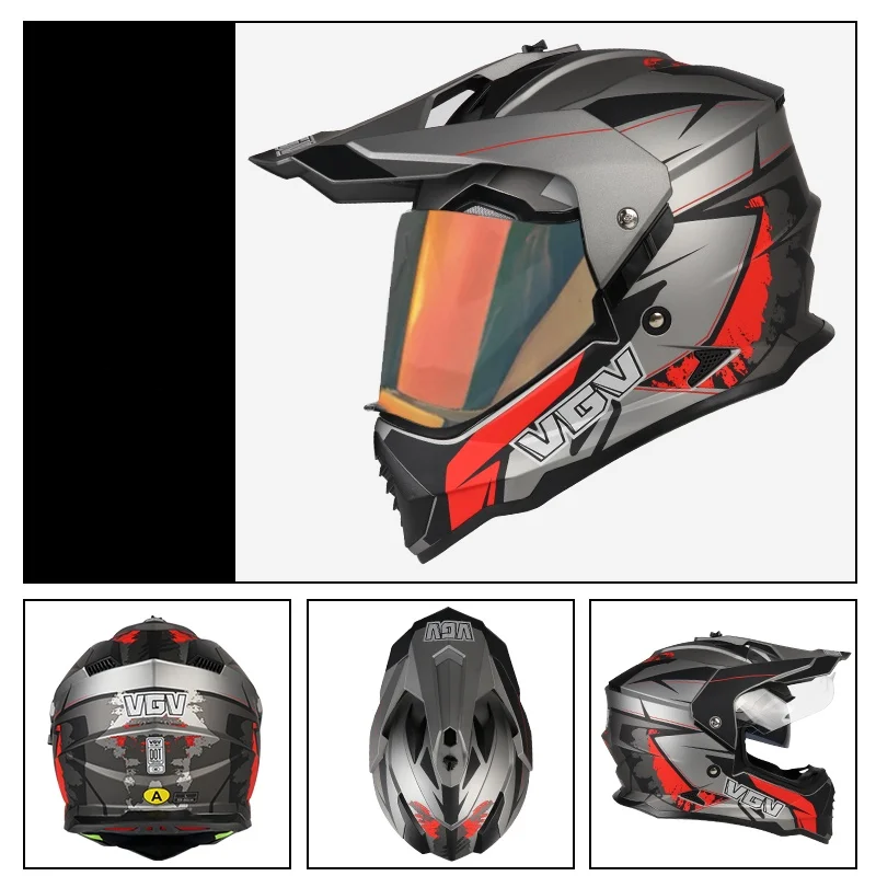 خوذة دراجة نارية للشباب على الطرق الوعرة، خوذة رالي ركوب الشوارع، للجنسين للأطفال البالغين طوال الموسم ركوب الدراجات النارية الرجعية فو