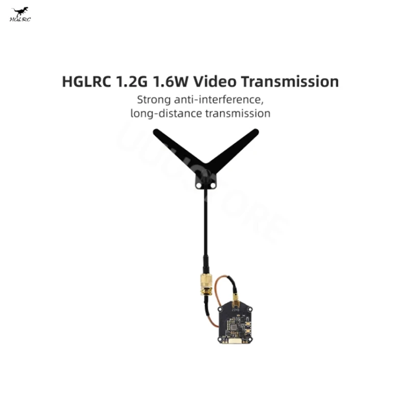 

HGLRC 1.2/1.3Ghz 1.6W 9CH PIT/10mW/200mW/1600mW High Power VTX Transmission Module with 1.2G Y-Shaped Antenna Set