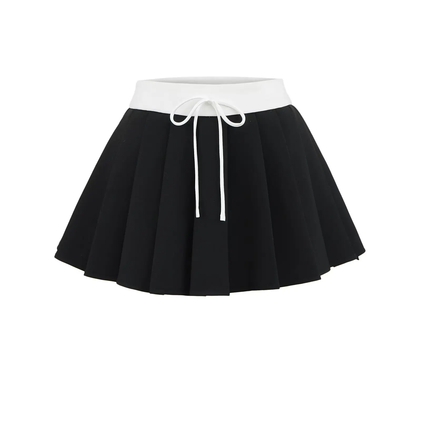 American Retro College Sle Pleated  Skirt Women's Summer Splicing f Skirt Lightproof A-Line ort Skirt