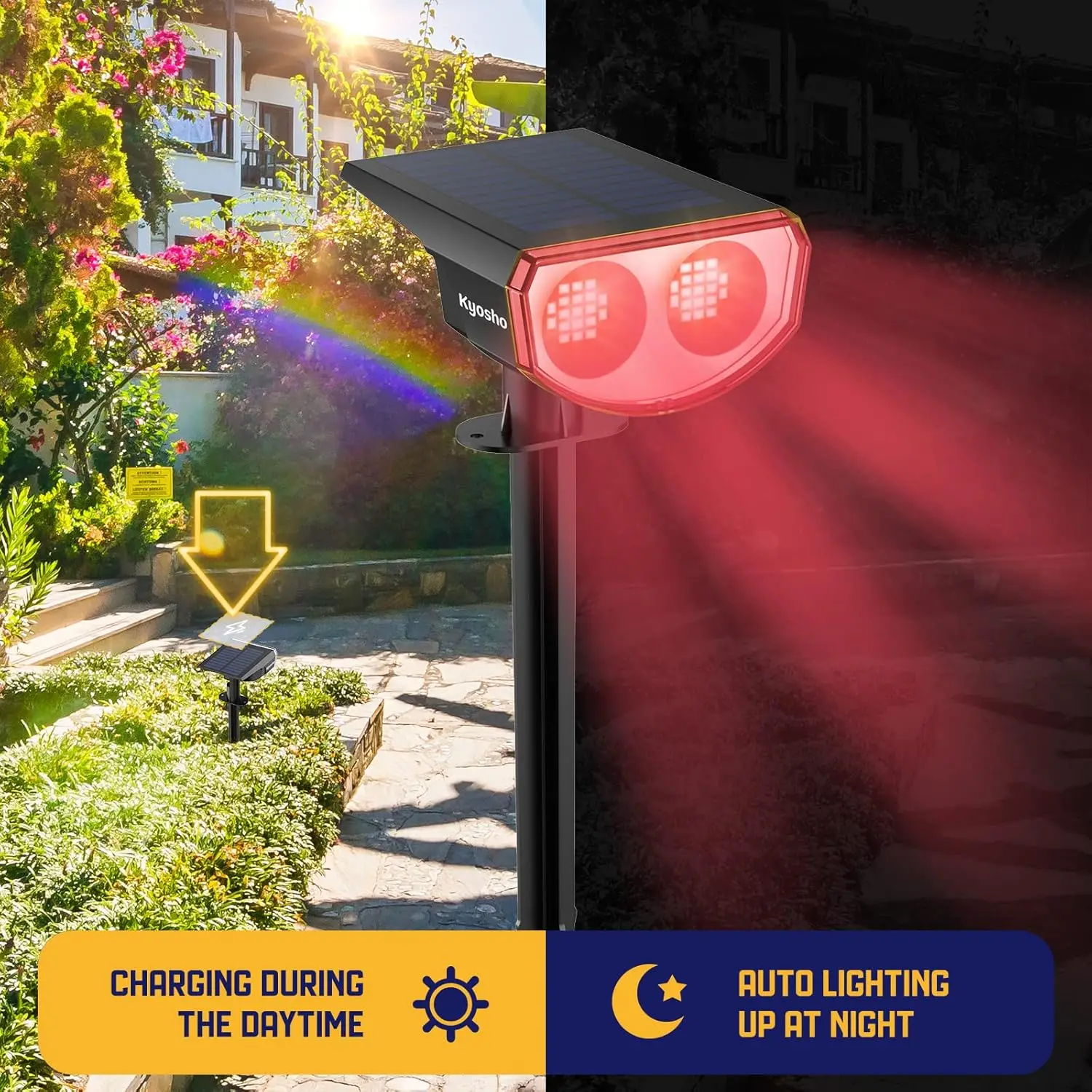 9 Mode Solar Color Changing Outdoor Lights, Waterproof RGBW Spotlight for Garden Pool Tree, 4 Pack