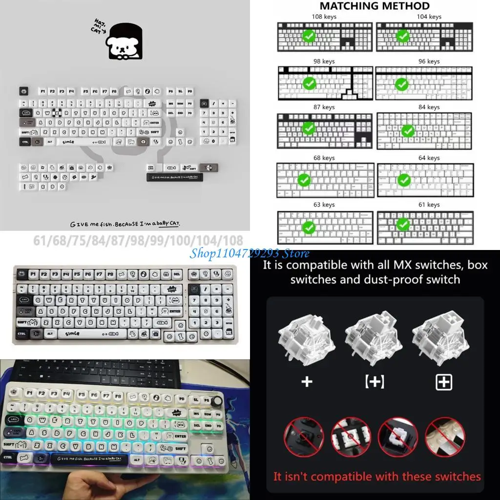 

Y2GD Comfortable MOA Profile Keycaps PBT Material Dyes Sublimation Animals Theme
