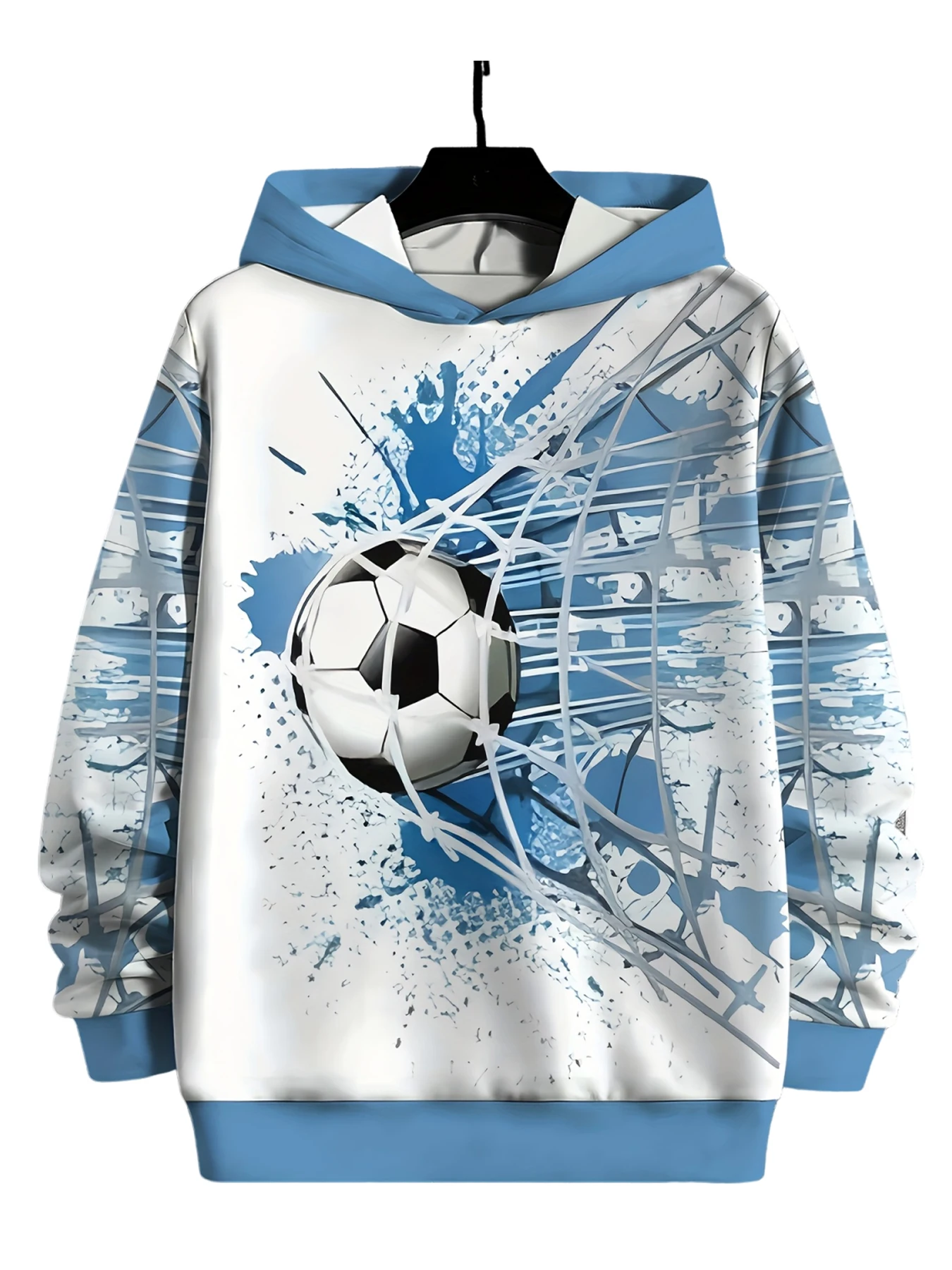 

Children's 3D Printed Football Pattern Hoodie, Suitable for Play, School, and Casual Wear in Spring and Autumn Seasons