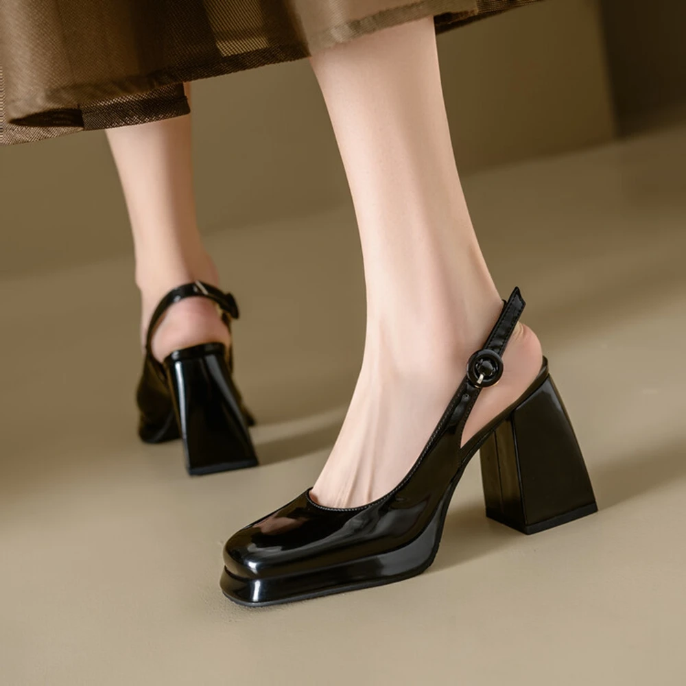 

Женские модные элегантные босоножки на толстом каблуке с квадратным носком и пряжкой, туфли-лодочки для вечеринок и свадеб, босоножки на платформе для невесты, большие размеры 034-46