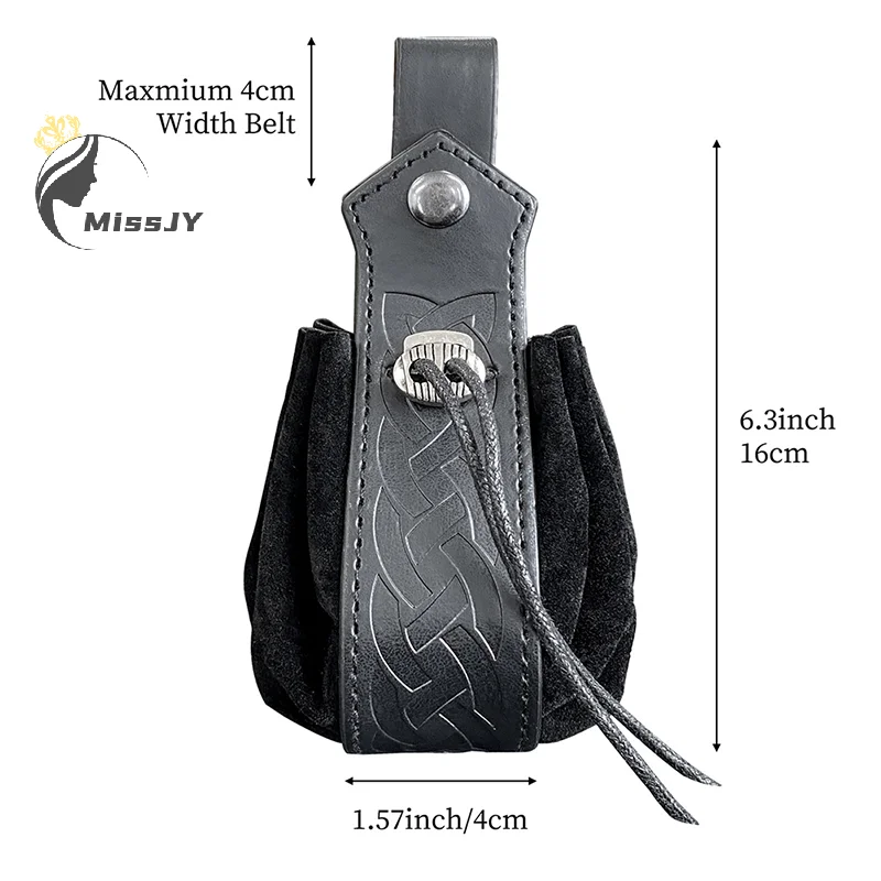 Medieval Vintage Money Pouch Bag Costume Accessory Men Women Viking Leather Drawstring Bag Coin Purse