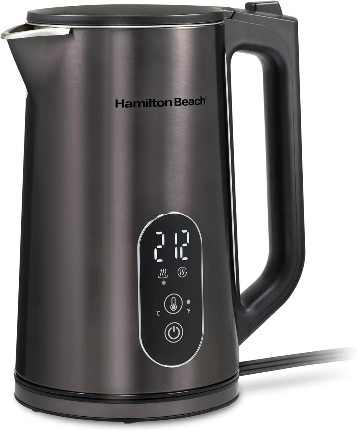 

Digital Temperature Control Electric Tea Kettle, 1.7L with 5 Preset Modes, Fast Boil 1500W, BPA-Free Double Wall Black