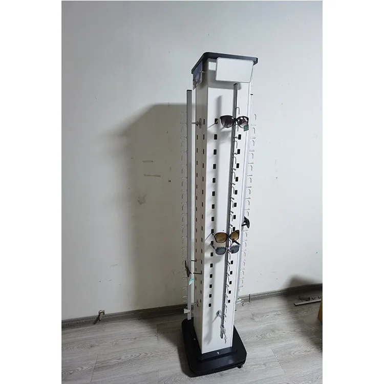 Floor-to-ceiling glasses frame, white 64-pair anti-theft belt lock glasses display