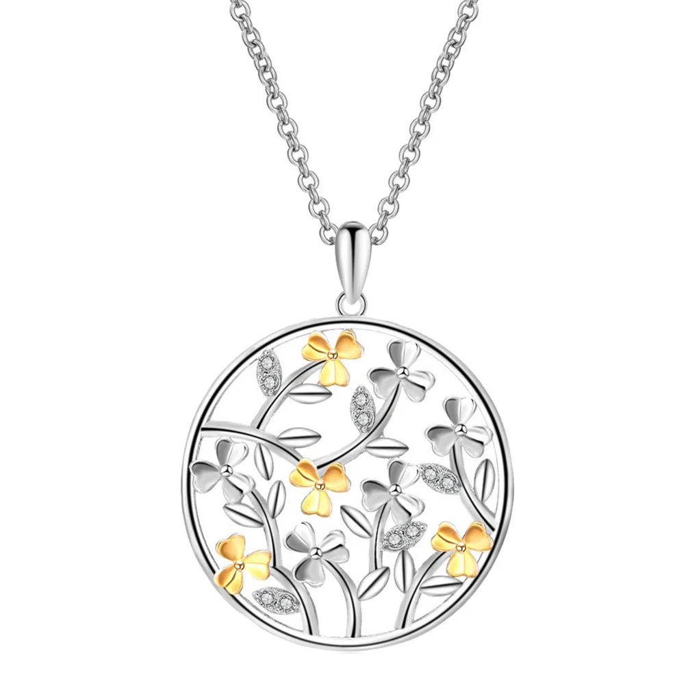 

of Life Necklace Round Pendant Two color Plant Design Adjustable Chain Valentine Gift Dance Cosplay Jewelry