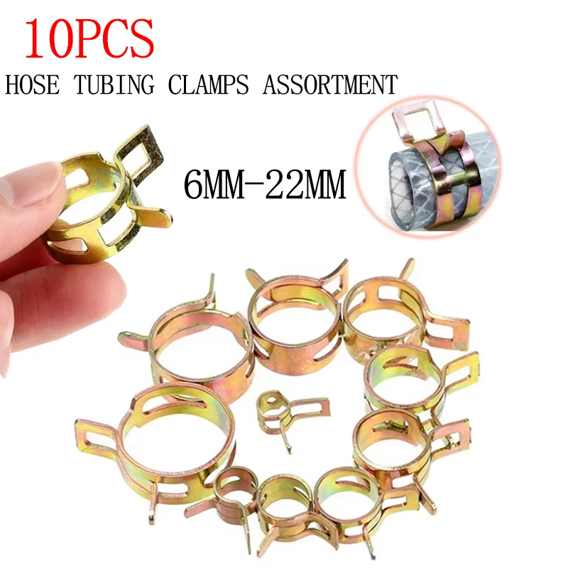 10-Piece Metal Fuel Hose Clamp Assortment Kit