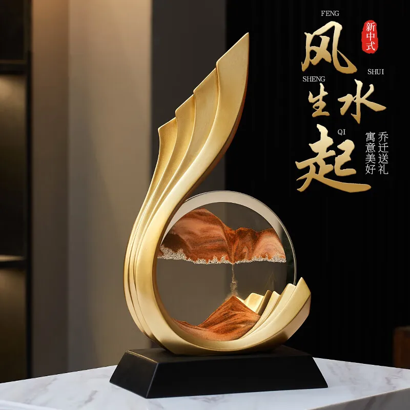 

HYS Fengsheng Shui Quicksand Painting New Year's Decoration House Moving Gift Living Room Entrance Office Ornament